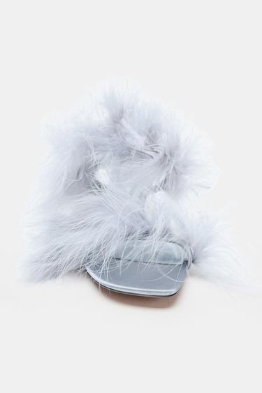 FEATHER HEELED SANDALS - Sky Blue by Zara - Image 3