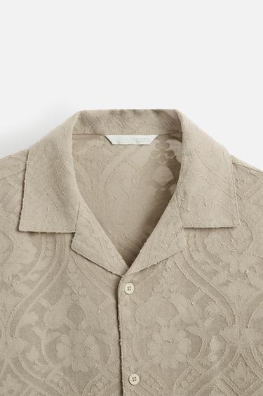GEOMETRIC JACQUARD SHIRT - Taupe grey by Zara - Image 8