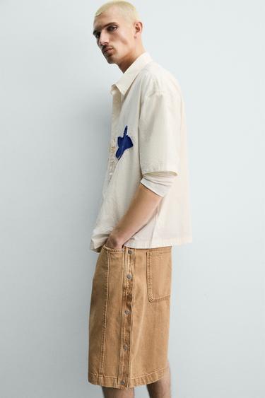 BAGGY FIT BERMUDA SHORTS WITH BUTTONS - Beige by Zara - Image 5