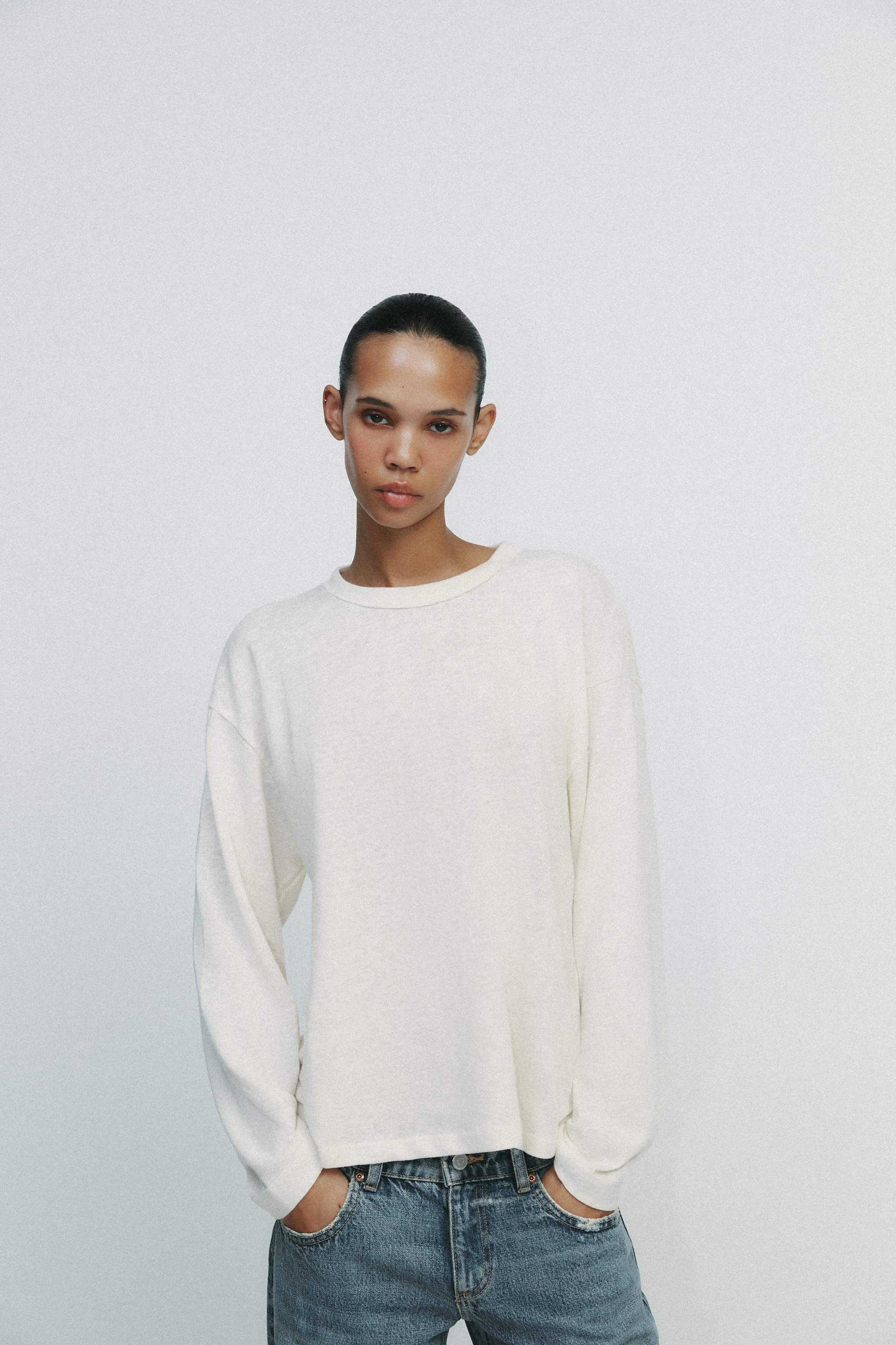 杢調ラスティックTシャツ - ブラック | ZARA Japan / 日本