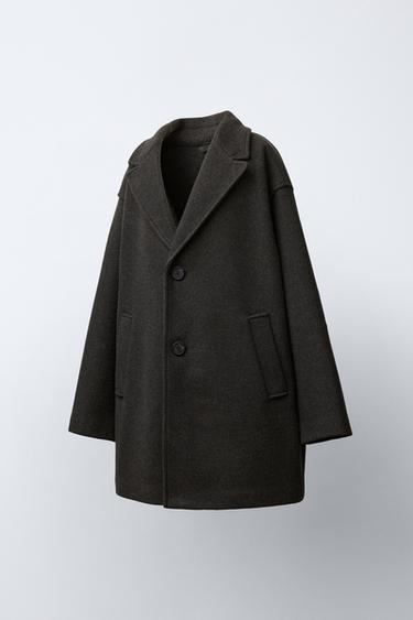 MANTEAU LONG EN DRAP DE LAINE - Gris anthracite de Zara - Image 1