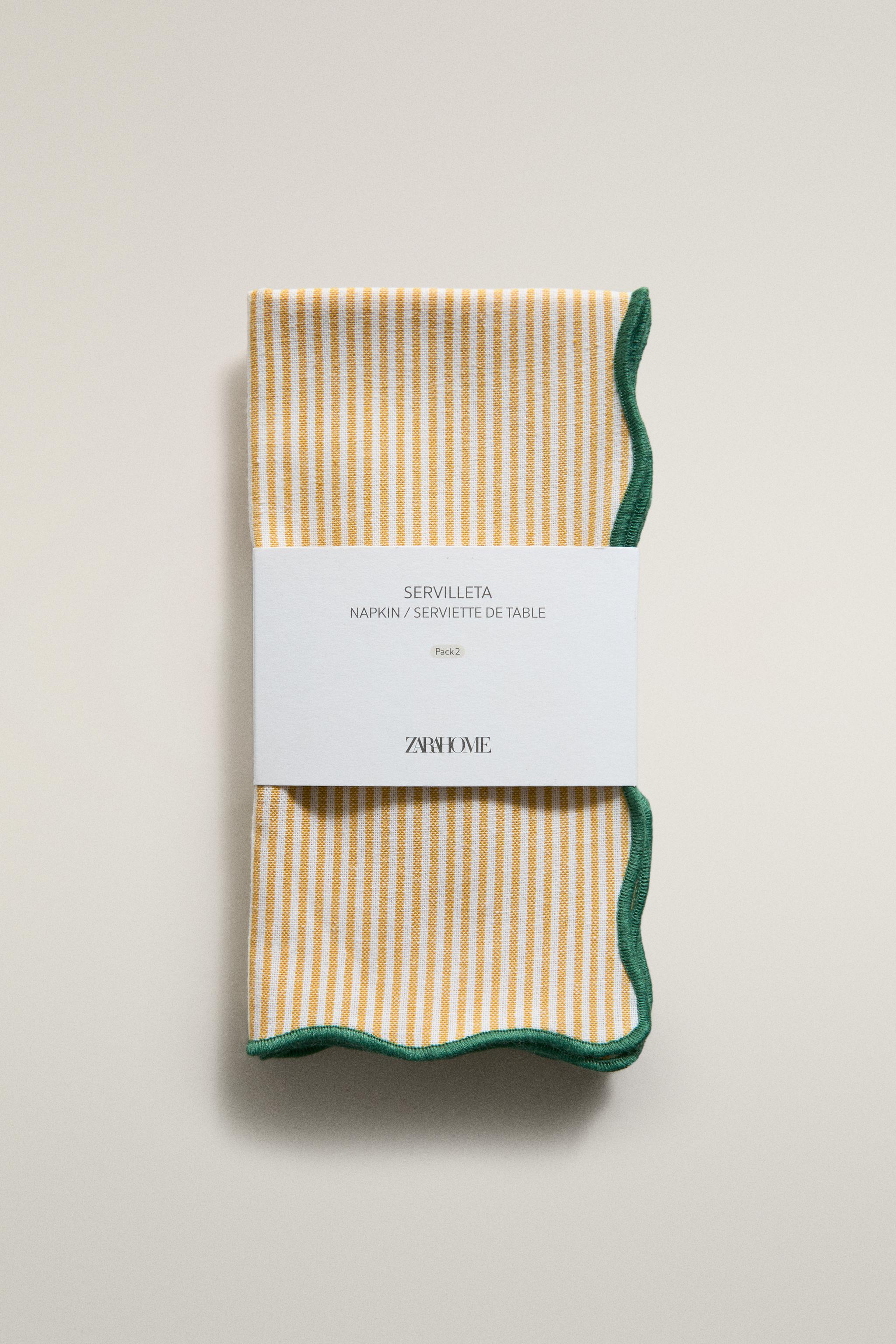 STRIPED NAPKINS WITH SCALLOPED EDGE (PACK OF 2)
