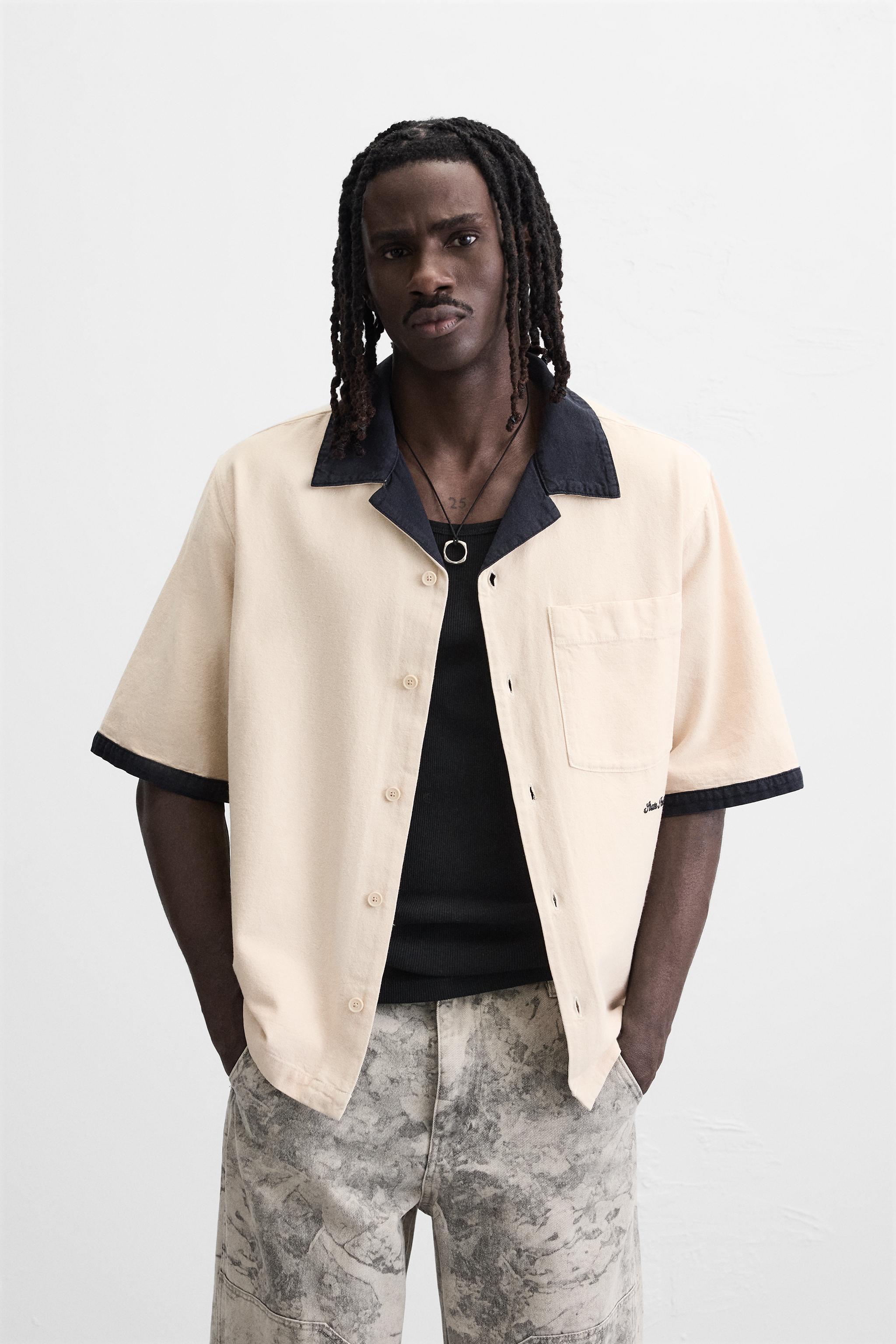 コントラスト刺繍シャツ - ホワイト | ZARA Japan / 日本