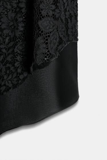 TOP LONG EN DENTELLE ASYMÉTRIQUE - Noir de Zara - Image 8