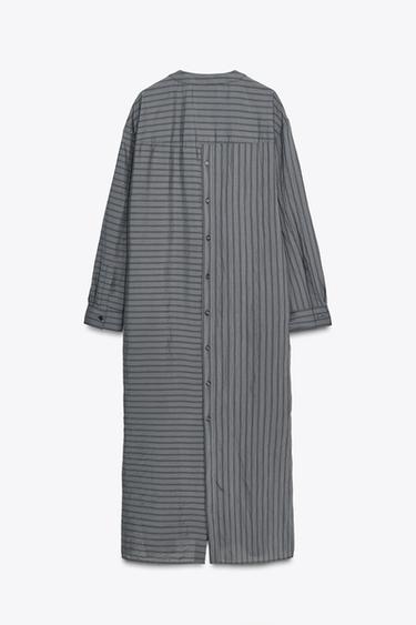 ROBE CHEMISE RAYURES ZW COLLECTION - Gris anthracite de Zara - Image 6