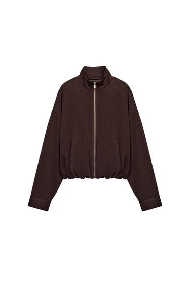 CAZADORA BOMBER CUELLO SUBIDO - Marrón de Zara
