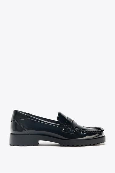 Zara PENNY PLATFORM LOAFERS - Black