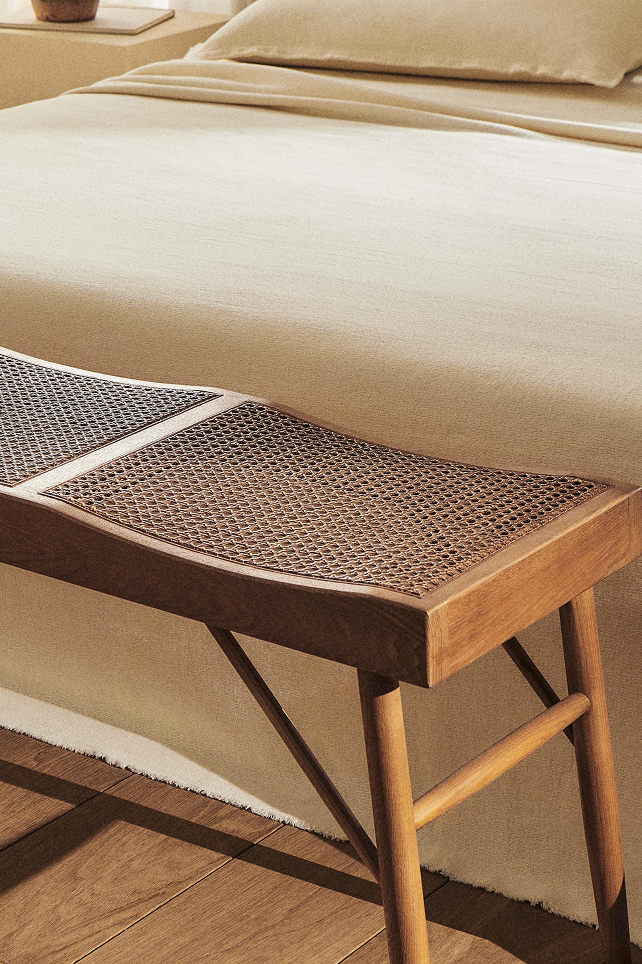 Stylish Wood and Rattan Bench for Home Decor