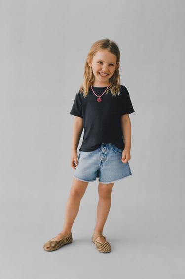 BERMUDA DENIM HIGH WAIST BOLSILLOS CORAZÓN - Azul medio de Zara