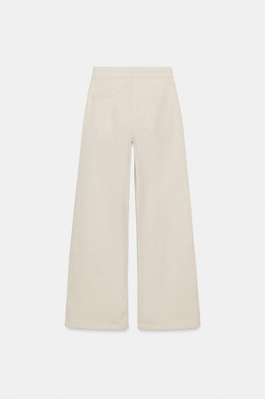 ZW COLLECTION WIDE-LEG HIGH-WAIST JEANS - Ecru by Zara