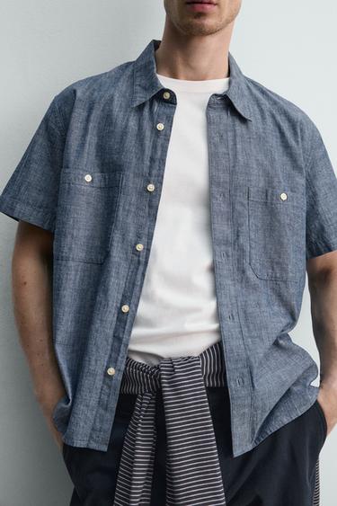 CHAMBRAY DENIM SHIRT - Mid-blue by Zara - Image 4