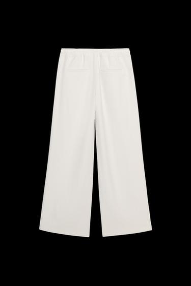 Zara WIDE LEG PANTS - Ecru