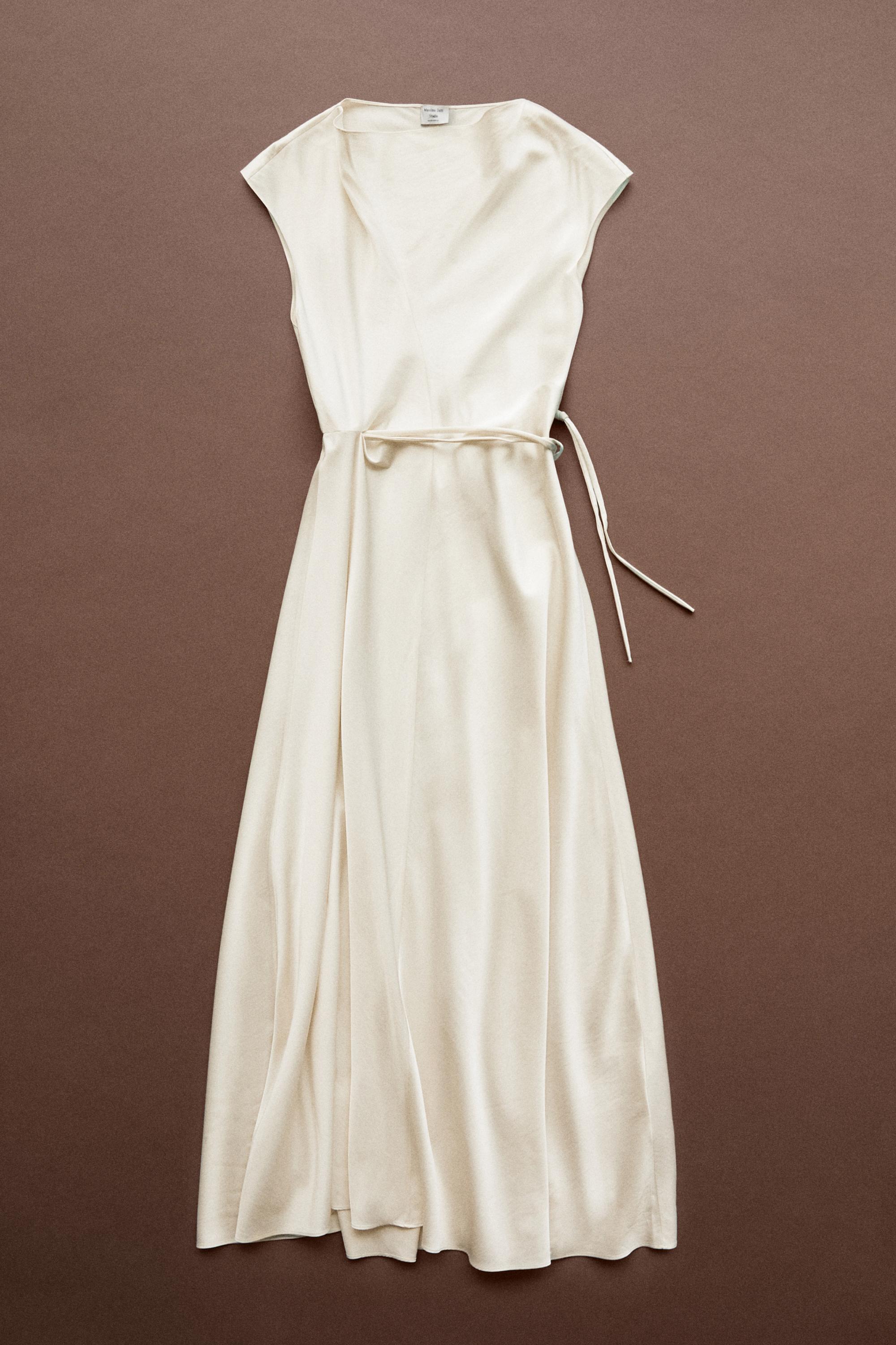 Draped Neckline Flowing Dress - STUDIO — Ecru