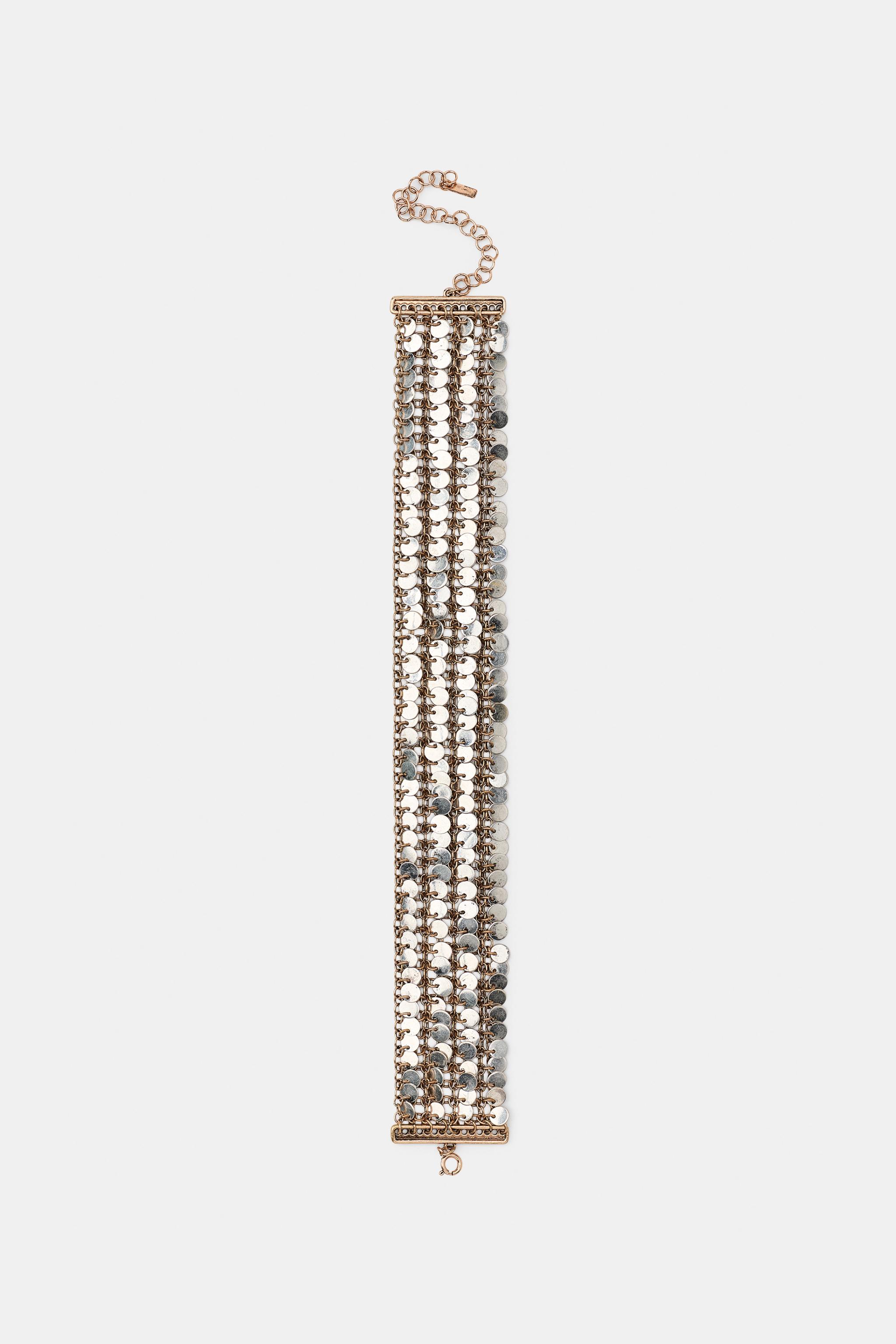SEQUIN COMBINED CHOKER NECKLACE — Gold / Silver