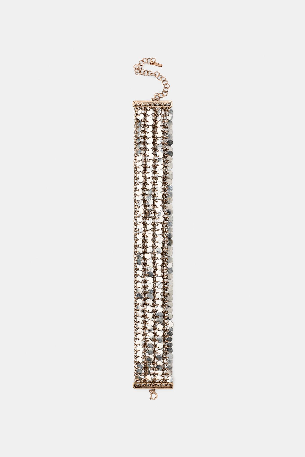 CONTRAST SEQUIN CHOKER NECKLACE — Gold / Silver