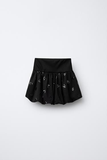 СПІДНИЦЯ-БАЛОН З БІСЕРОМ-СЕРЦЯМИ - Чорний Zara