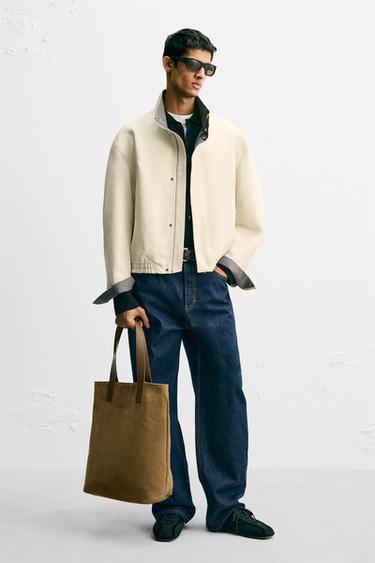 LEATHER SHOPPER BAG - Brown by Zara