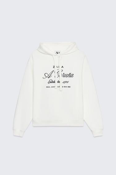 Zara SWEATER MAJICA S KAPULJAČOM I VEZOM 50TH ANNIVERSARY – prljavo bijela