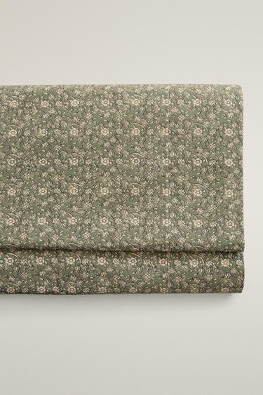 FLORAL PERCALE FLAT SHEET (200 THREAD COUNT) - Green by Zara