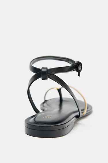 FLAT SANDALS WITH DETAIL - Black by Zara - Image 6