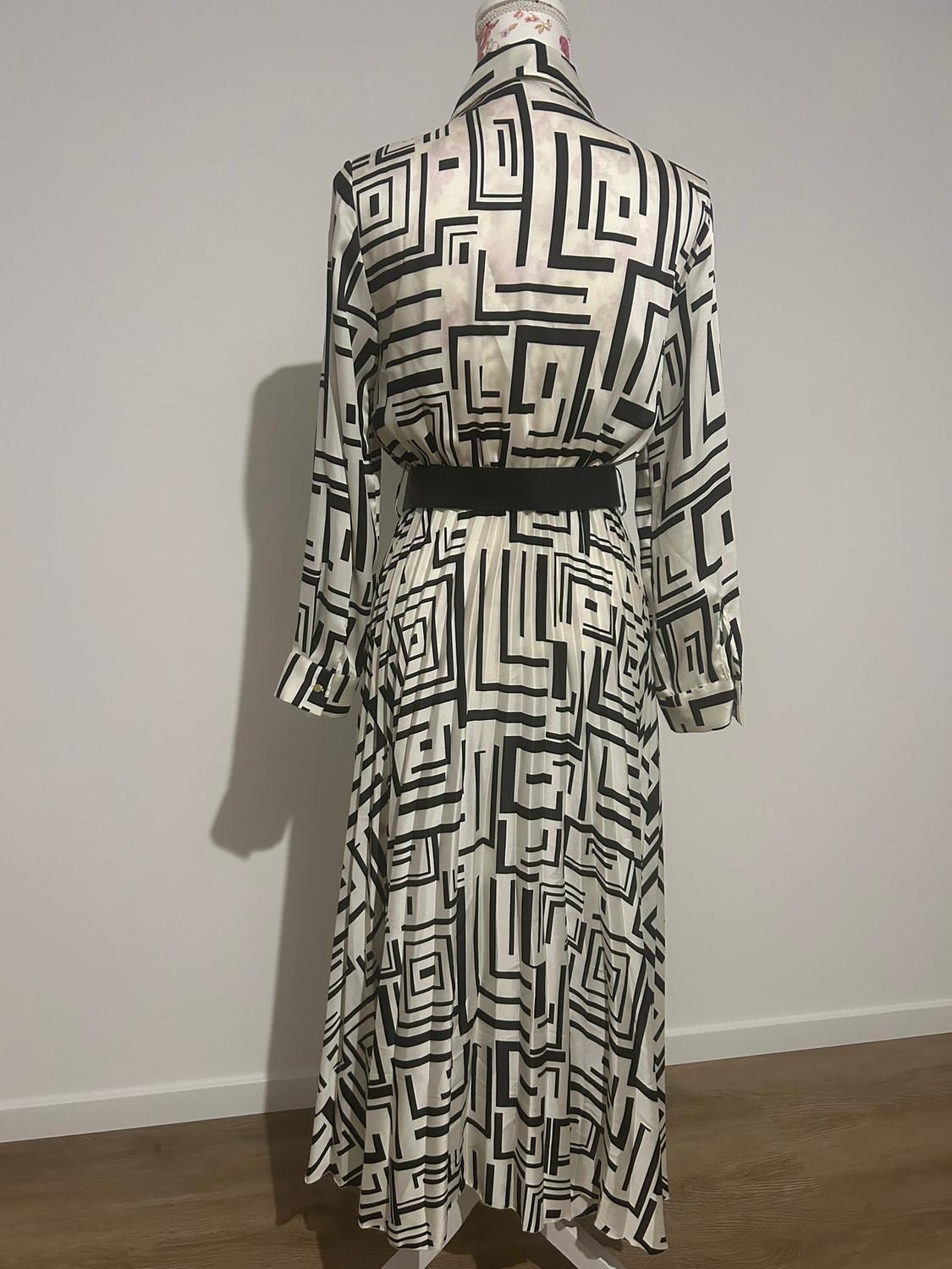 PRINTED SATIN DRESS WITH BELT - Image 2