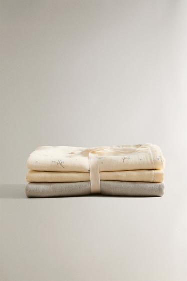 LOT LANGES EN MOUSSELINE ENFANT MINIFLEUR (LOT DE 3) - Blanc cassé de Zara - Image 1