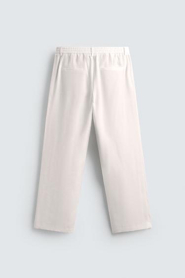 PANTALON COUPE DÉCONTRACTÉE PLIS - Blanc de Zara - Image 7