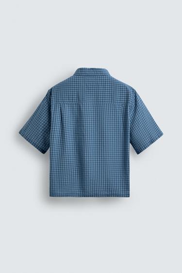 CHEMISE BOXY FIT À CARREAUX - Bleu de Zara - Image 7