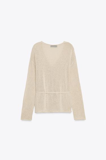 GILET EN MAILLE AVEC LIN - Sable de Zara - Image 4