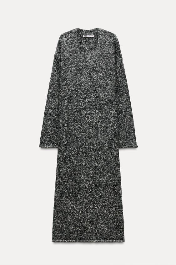 ROLLING HEM KNIT DRESS Black / White ZARA United States