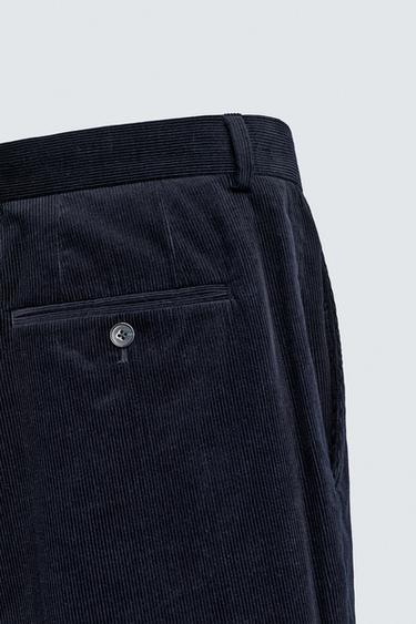 PANTALON DE COSTUME EN VELOURS CÔTELÉ - Bleu marine de Zara - Image 8