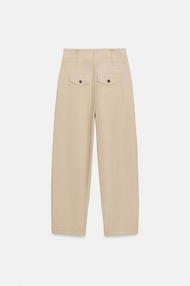 ADJUSTABLE HEM WIDE-LEG TROUSERS - Light camel by Zara - Image 8