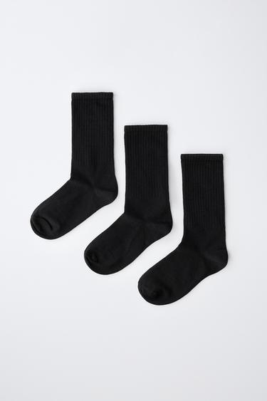 3-PACK OF RIBBED MID-CALF SOCKS - Black by Zara