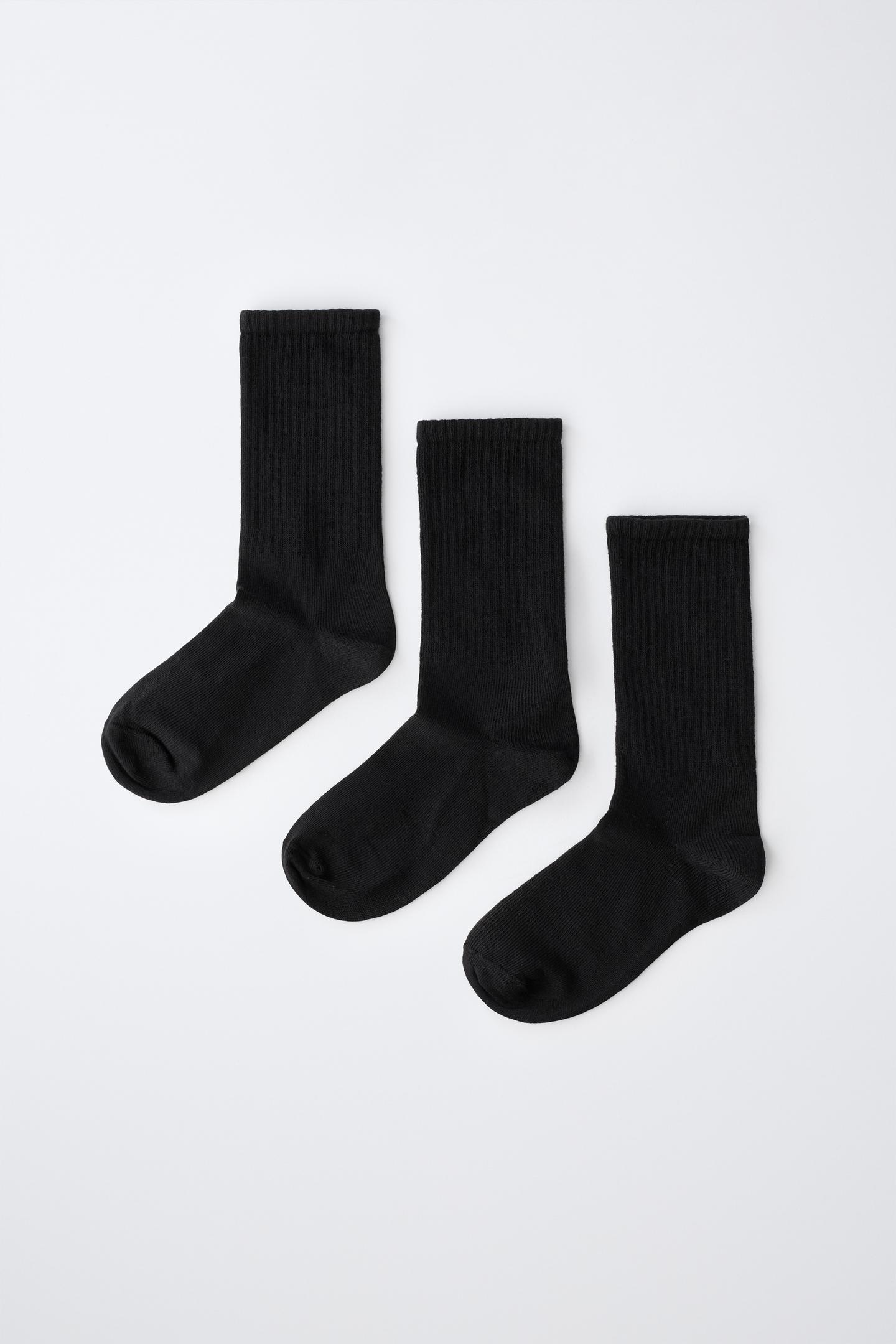 Носки Three-Pack Athletic для детей, в рубчик — Zara, цвет: Чёрный — фото 4
