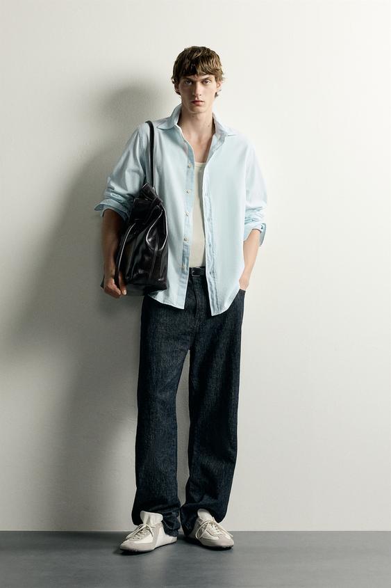 CAMISA DENIM LIGERO ALGODÓN - Azul claro de Zara - Imagen 0