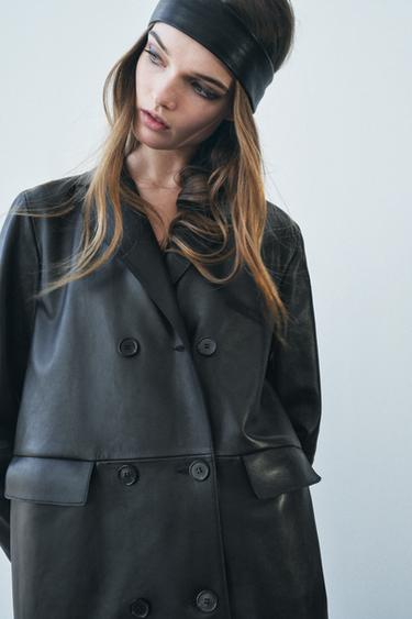 MANTEAU LONG CUIR 100 % ZW COLLECTION - Noir de Zara - Image 1