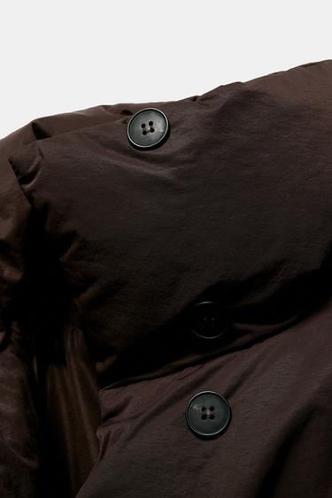 SHORT QUILTED JACKET WITH WATER AND WIND PROTECTION - Brown by Zara