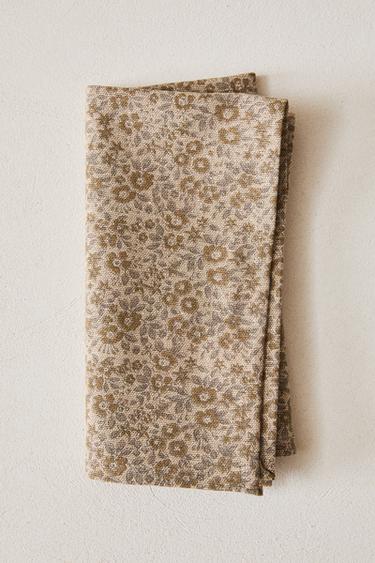 Zara MINI FLORAL PRINT NAPKIN (SET OF 2) - Brick