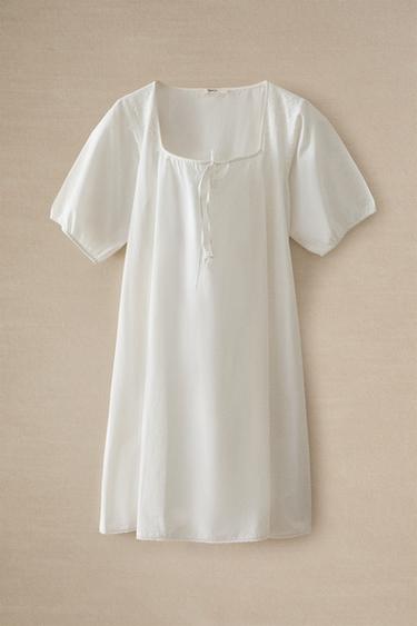 SHORT SLEEVE NIGHTDRESS - White by Zara - Image 4