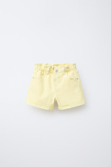 COMFORT TWILL PAPERBAG BERMUDA SHORTS - Yellow by Zara