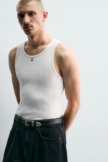DÉBARDEUR EN MAILLE CÔTELÉE - Blanc cassé de Zara - Image 5