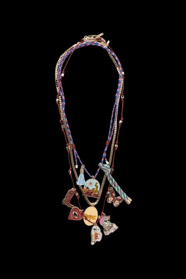 Zara 3-PACK CORD CHAIN MEDALLION NECKLACES - Multicolored - Image 0