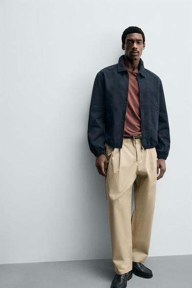 BLOUSAON REGULAR FIT EN COTON LAVÉ - Bleu marine de Zara - Image 4