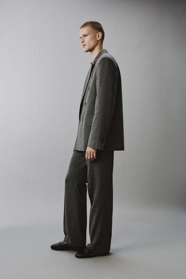 DOUBLE-BREASTED PINSTRIPE SUIT BLAZER - Grey by Zara - Image 3