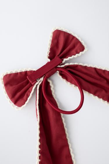 SCRUNCHIE WITH CONTRAST BOW DETAIL - Burgundy by Zara - Image 2