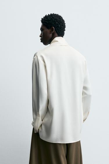 FLOWING SHIRT WITH SHAWL NECK - Oyster-white by Zara - Image 2