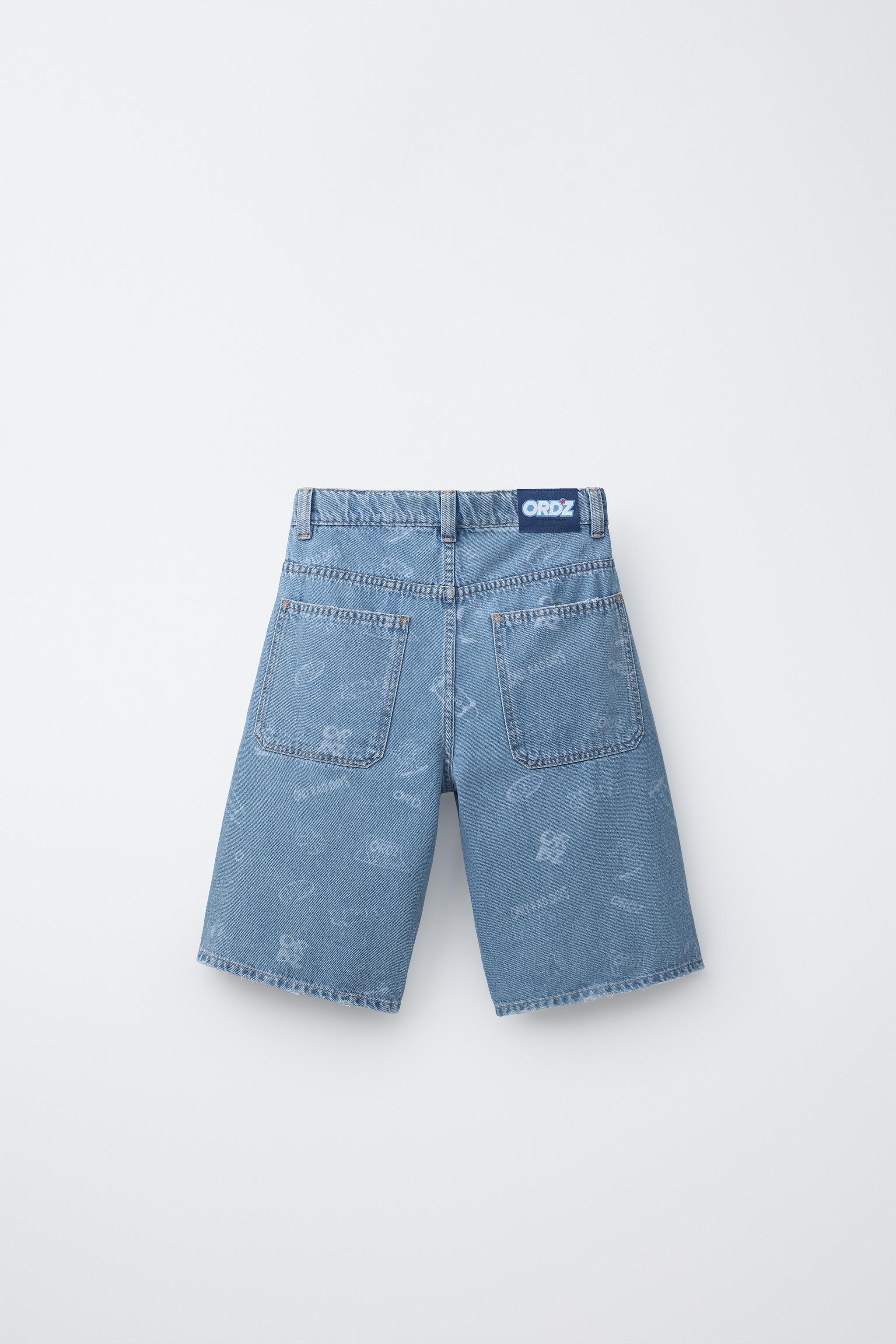 SKATE LOGO DENIM SHORTS - Blue | ZARA United States