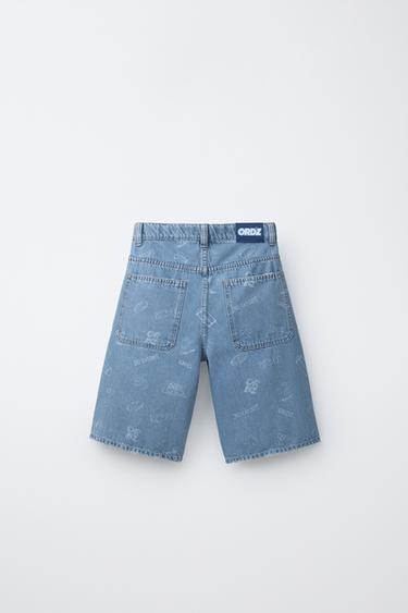 SHORT EN JEAN SKATE LOGO - Bleu de Zara - Image 1