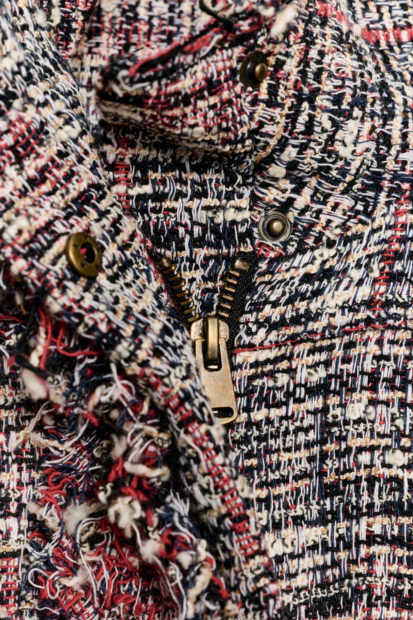 Женская куртка Zara ZW Collection Textured Bomber, цвет: Тёмно-синий — фото 9