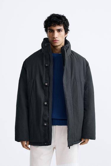 СТЕГАНАЯ КУРТКА ИЗ ВЫСОКОТЕХНОЛОГИЧНОЙ ТКАНИ — ЗЕЛЕНОВАТО-СИНИЙ от Zara — изображение 0